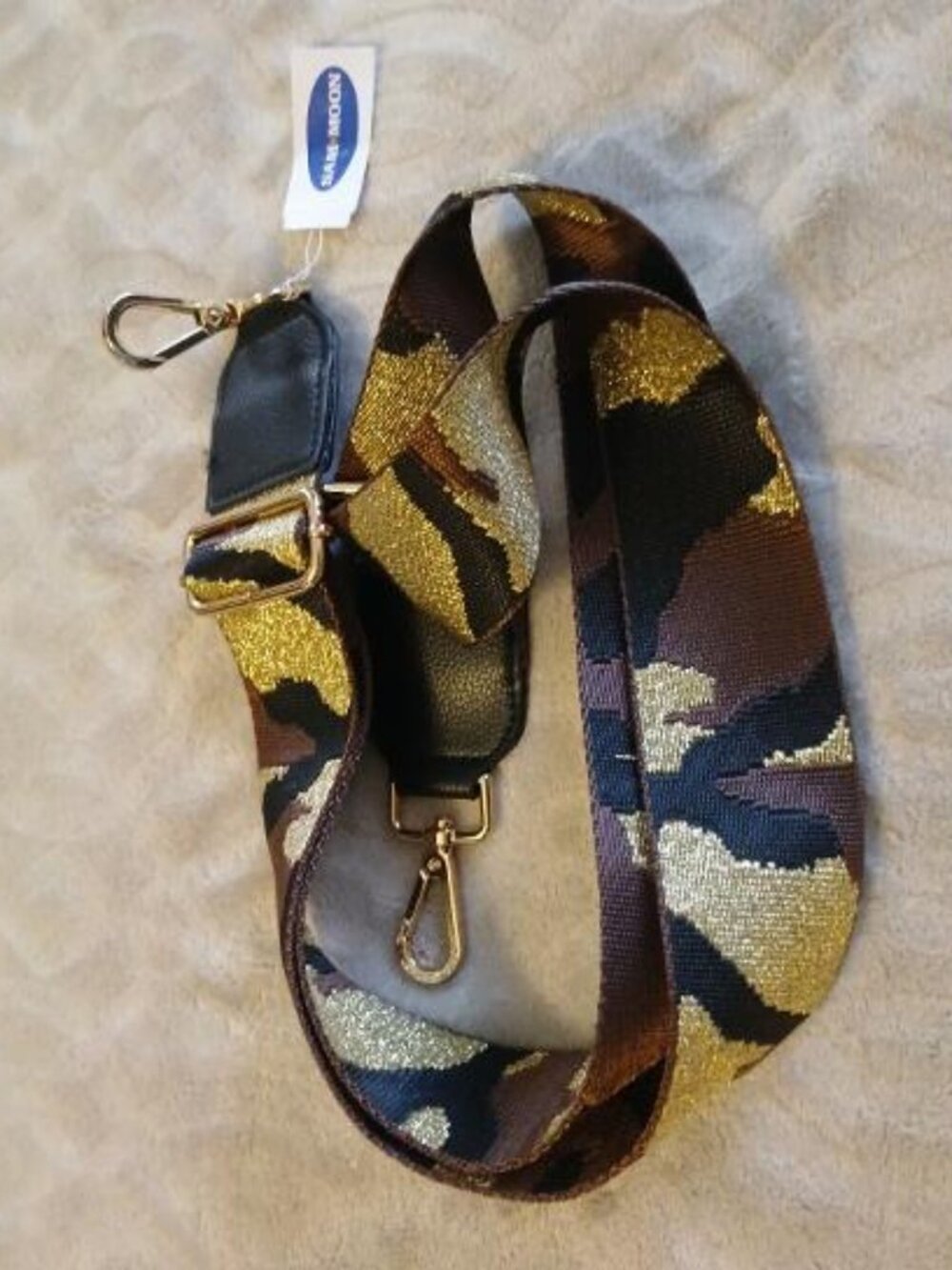 Camo (gold, black & brown) adjustable purse strap NWT
